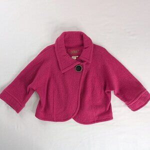 VTG Pink Wool Crop Front Button LAL Live A Little Collared Coat